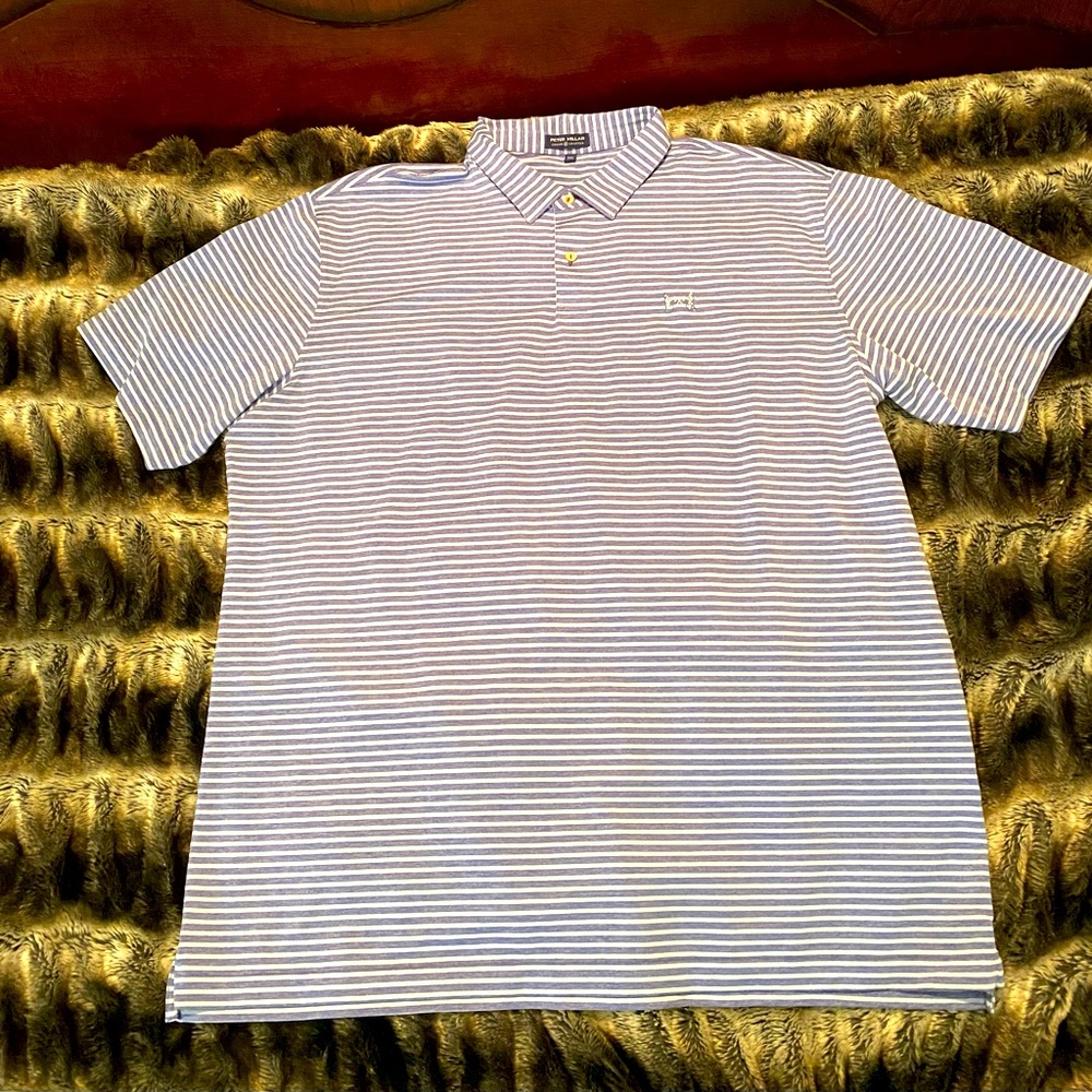 Peter Millar Crown Crafted Polo XXL Blue w Blue EUC